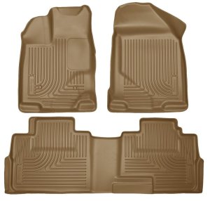 Lincoln MKX Floor Liners - Front & 2nd Seat - Husky Liners - WeatherBeater - Tan - `07-`13